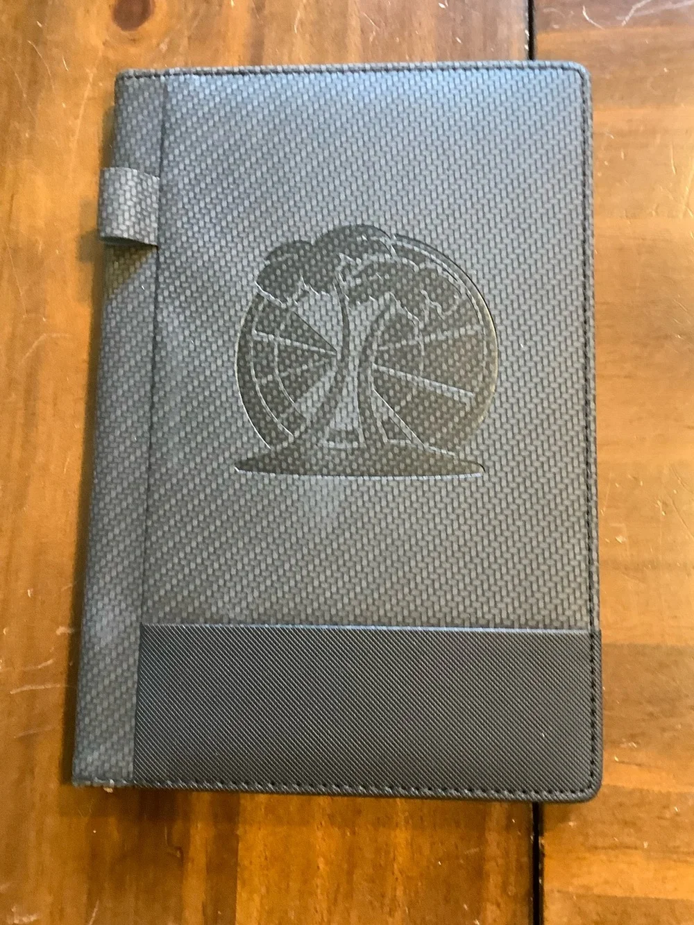 Textured Black Journal with Embossed Tree Globe
